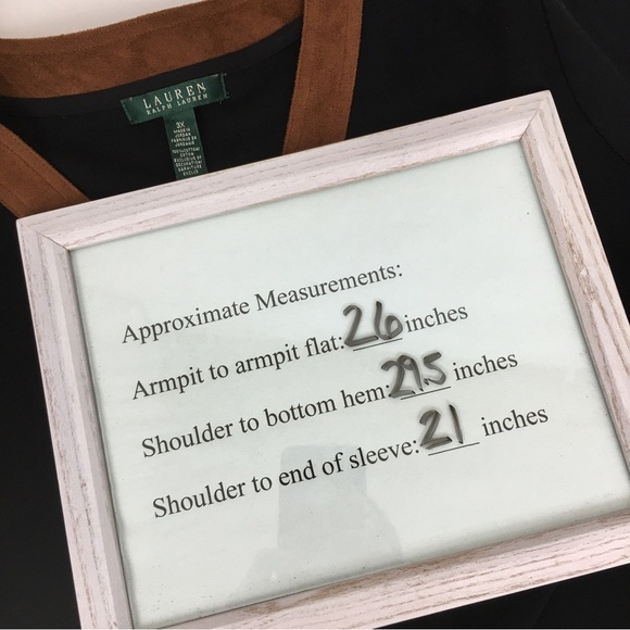 Lauren Ralph Lauren Women’s Tunic Top Black with Brown Faux Suede Trim Size 3X - Picture 12 of 12